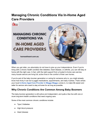 Managing Chronic Conditions Via In-Home Aged Care Providers