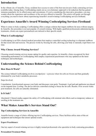 Experience Amarillo's Award Winning Coolsculpting Services Firsthand