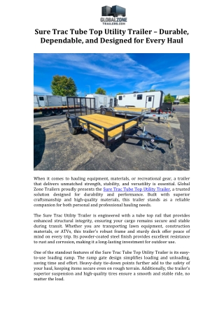 Sure Trac Tube Top Utility Trailer – Durable, Dependable, and Designed for Every Haul