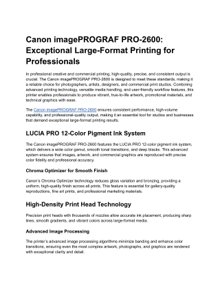 Canon imagePROGRAF PRO-2600