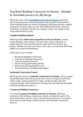 Top-Rated Building Contractors in Chennai – Reliable & Affordable Services by SR Design (1)