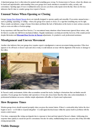 5 Signs You Need Garage Door Repair in Tucson Now