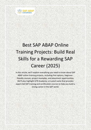 Best SAP ABAP Online Training Projects Build Real Skills for a Rewarding SAP Career (2025)