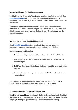 Moderne Bioabfall Maschine für nachhaltige Betriebe