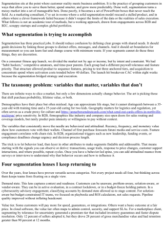 Segmentation Strategies from a Marketing Consultant’s Desk
