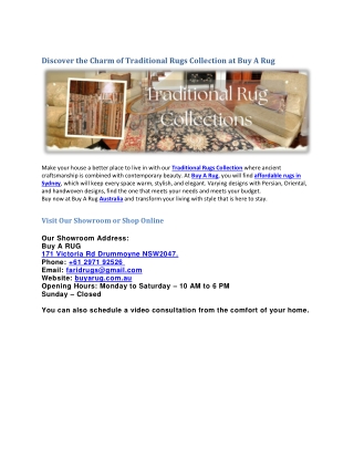 Discover the Charm of Traditional Rugs Collection at Buy A Rug