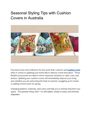 Seasonal Styling Tips with Cushion Covers in Australia