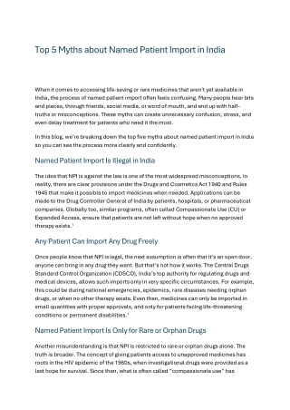 Top 5 Myths about Named Patient Import in India