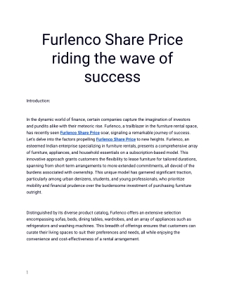 Find the Latest and Most Accurate Furlenco Share Price Information on Planify