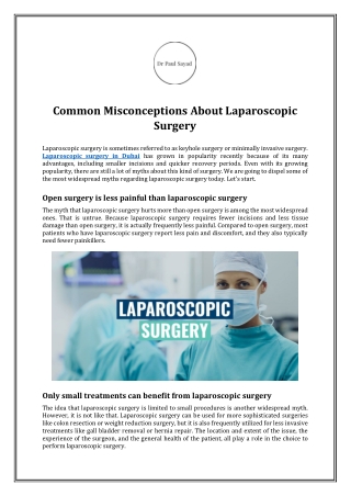 Common Misconceptions About Laparoscopic Surgery