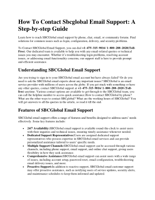 A Comprehensive Guide to SBCGlobal Email Support: Everything You Need to Know