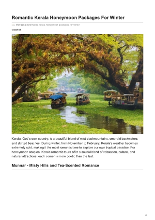 travassa.in-Romantic Kerala Honeymoon Packages For Winter
