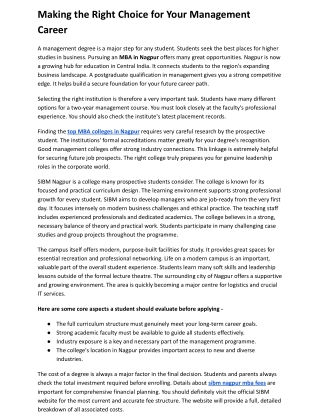 Making the Right Choice for Your Management Career