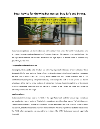 Legal Advice for Growing BusinessesStay Safe and Strong.