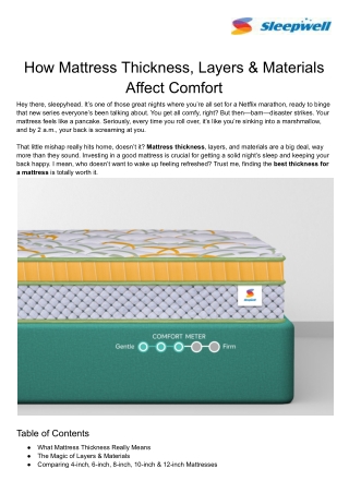 How Mattress Thickness, Layers & Materials Affect Comfort
