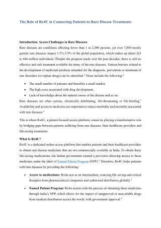 The Role of Rx4U in Connecting Patients to Rare Disease Treatments