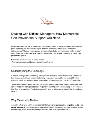 Dealing with Difficult Managers_ How Mentorship Can Provide the Support You Need