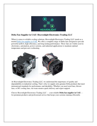 Delta Fan Supplier in UAE