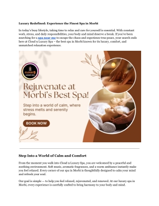 Luxury Redefined: Experience the Finest Spa in Morbi