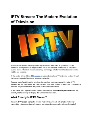 IPTV Stream_ The Modern Evolution of Television