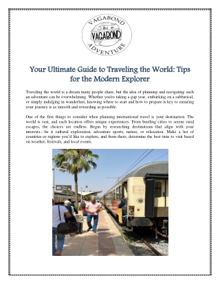Your Ultimate Guide to Traveling the World Tips for the Modern Explorer