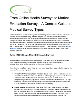 From Online Health Surveys to Market Evaluation Surveys_ A Concise Guide to Medical Survey Types