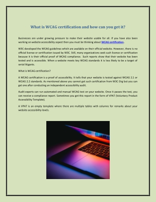 What is WCAG certification and how can you get it?