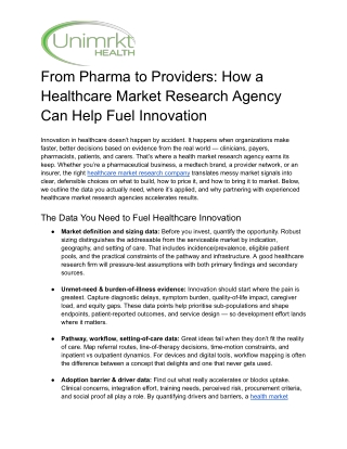 From Pharma to Providers_ How a Healthcare Market Research Agency Can Help Fuel Innovation