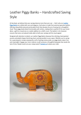 Leather Piggy Banks – Handcrafted Saving Style
