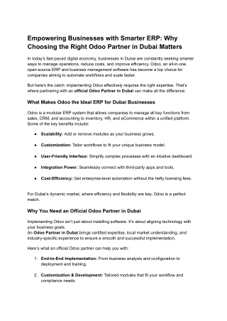 Empowering Businesses with Smarter ERP_ Why Choosing the Right Odoo Partner in Dubai Matters