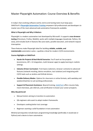 playwrite automation testing saagtechnology