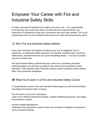 Empower Your Career with Fire and Industrial Safety Skills