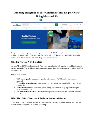 Molding Imagination How EnvironMolds Helps Artists Bring Ideas to Life