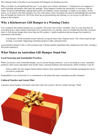 The Ultimate Guide to the Best Local Australian Gift Hampers for Kitchenware Set