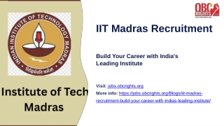 IIT Madras Recruitment – Build Your Career with India’s Leading Institute