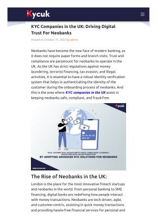 KYC Companies in the UK: Driving Digital Trust For Neobanks