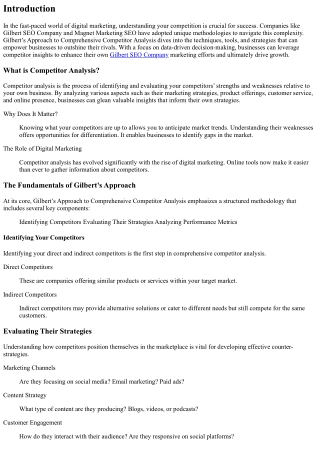 Gilbert’s Approach to Comprehensive Competitor Analysis