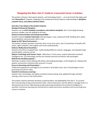 Navigating the Skies Gen Z’s Guide to a Successful Career in Aviation