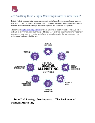Are You Using These 5 Digital Marketing Services to Grow Online