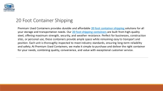20 Foot Container Shipping