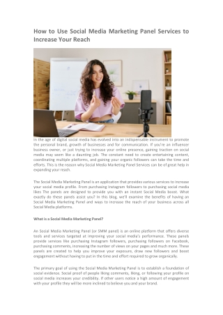 How to Use Social Media Marketing Panel Services to Increase Your Reach
