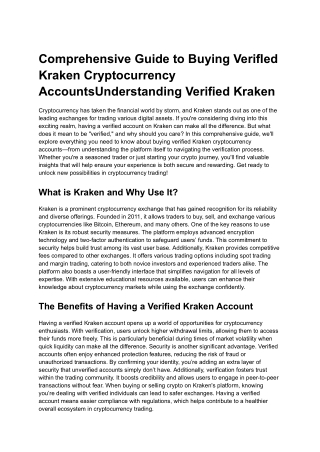 Buy Verified Kraken Accounts