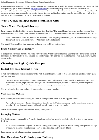 Quick Hamper for Corporate Gifting: A Smart, Stress‑Free Solution