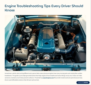 Engine Troubleshooting Tips Every Driver Should-Know