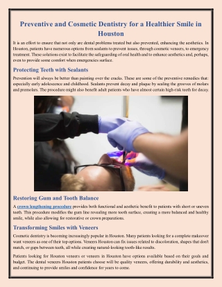 Preventive and Cosmetic Dentistry for a Healthier Smile in Houston