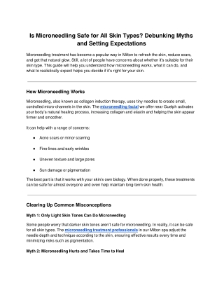 Is Microneedling Safe for All Skin Types? Debunking Myths and Setting
