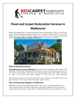 Flood and Carpet Restoration Services in Melbourne
