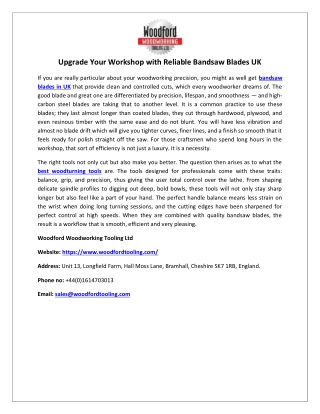 Upgrade Your Workshop with Reliable Bandsaw Blades UK