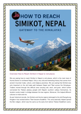 How to Reach Simikot in Nepal to visit places