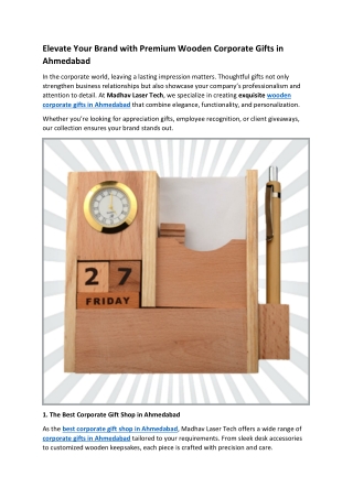 Elevate Your Brand with Premium Wooden Corporate Gifts in Ahmedabad